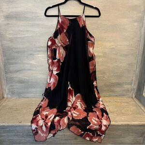 En‎ Focus Studio Navy Blue Large Flower Print Sundress Size 8 Good Condition